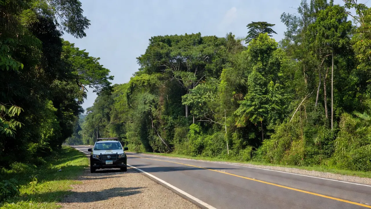 Viatura da PRF em rodovia de Rondônia durante operação de trânsito