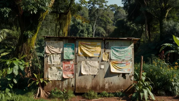 Materiais de propaganda eleitoral em Buritis, Rondônia, sobre uso de IA.