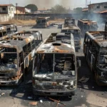 Ônibus incendiados por organização criminosa em Porto Velho, Rondônia