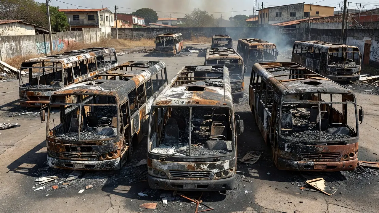 Ônibus incendiados por organização criminosa em Porto Velho, Rondônia