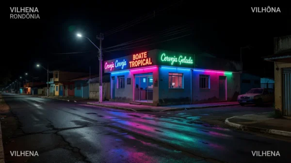 Fachada de casa noturna em Vilhena, Rondônia, local de disputa com clientes.