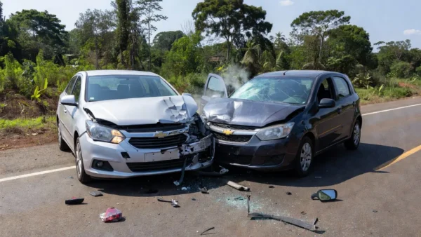 Colisão frontal de veículos na BR-364 entre Ariquemes e Itapuã do Oeste em Rondônia