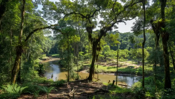 Paisagem de Ji-Paraná em Rondônia com vegetação de bioeconomia