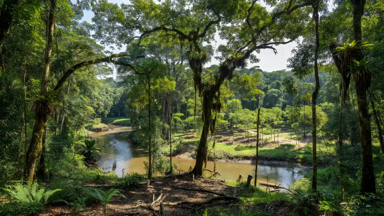 Paisagem de Ji-Paraná em Rondônia com vegetação de bioeconomia