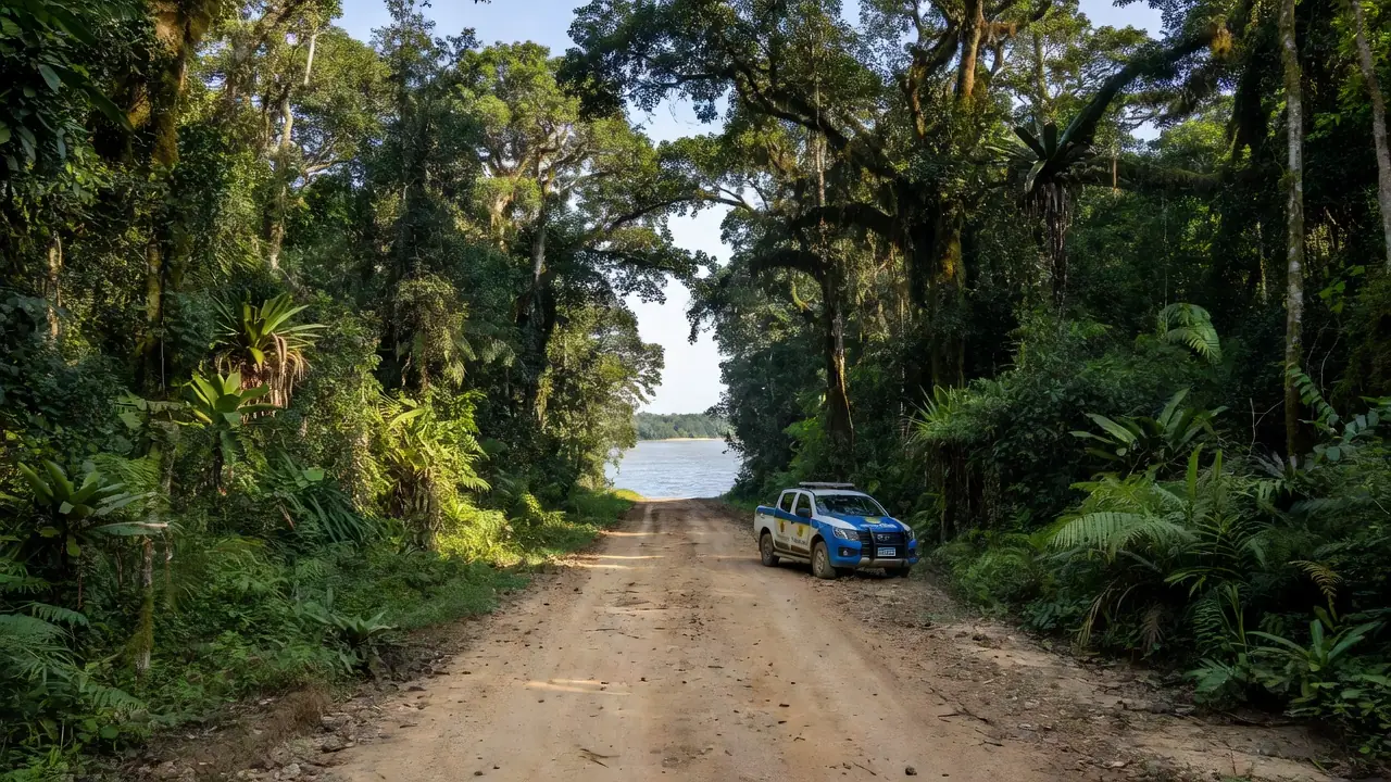 Viatura da Polícia Federal em operação na fronteira de Guajará-Mirim contra tráfico de drogas