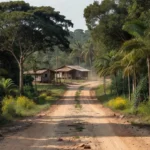 Estrada rural em Colorado do Oeste, Rondônia, durante campanha política