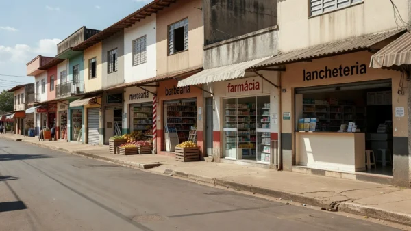Rua comercial em Ji-Paraná com lojas do setor produtivo
