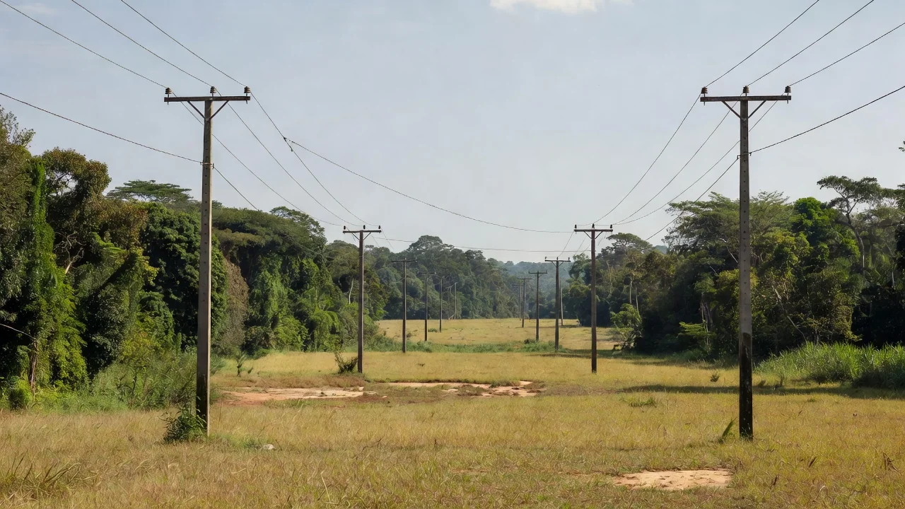 Rede elétrica em zona rural de Rondônia