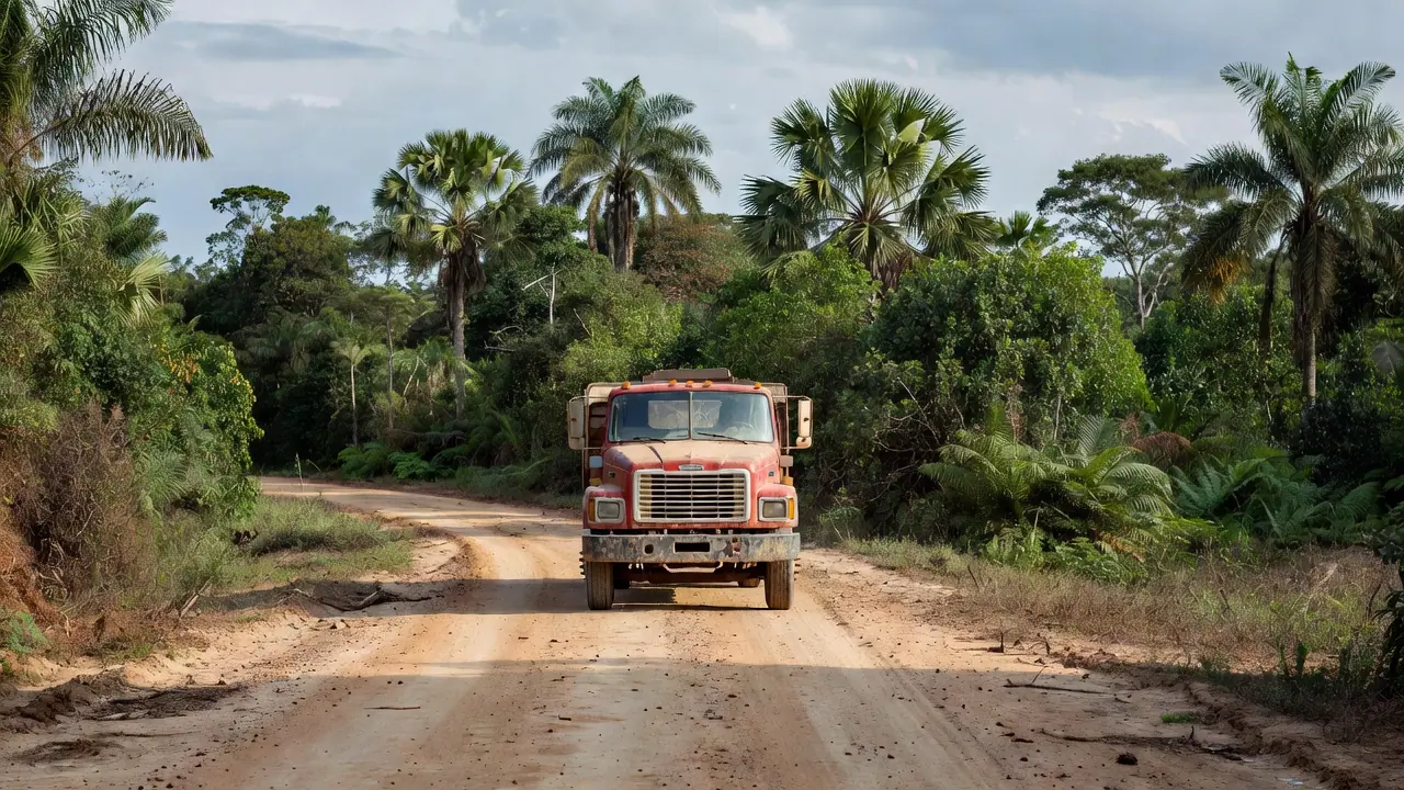 Caminhão estacionado em estrada de Ji-Paraná, Rondônia