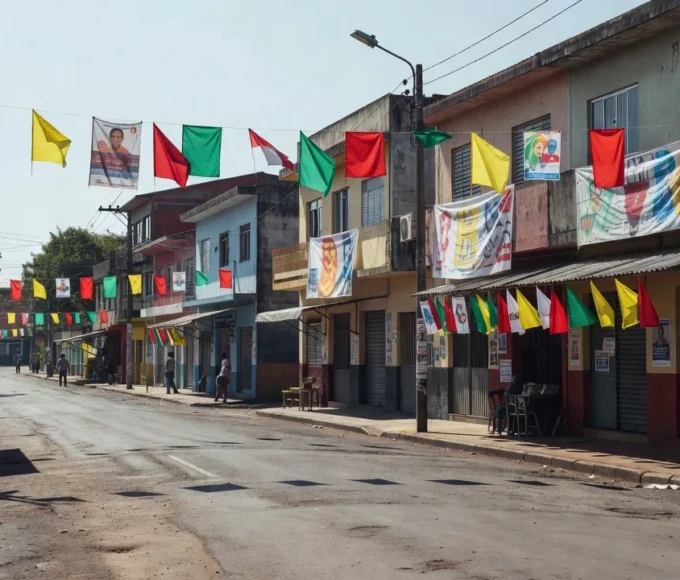 Campanha de rua em Porto Velho, Rondônia, com elementos eleitorais.