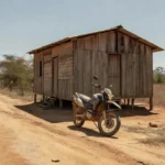 Rua em Monte Negro, Rondônia, com motocicleta em cena documental sobre dívida