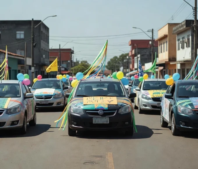 Carreata de apoiadores nas ruas de Porto Velho, Rondônia